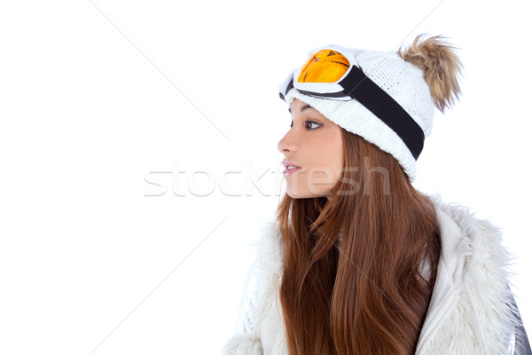 Asian indian Brünette Winter Mädchen Schnee Stock foto © lunamarina