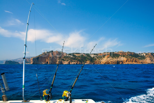 Połowów trolling łodzi morze Śródziemne krajobraz górskich Zdjęcia stock © lunamarina