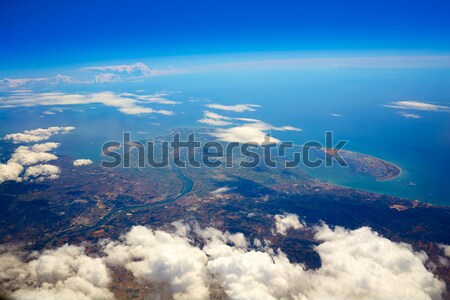 Antenne delta rivier Spanje wolken zee Stockfoto © lunamarina