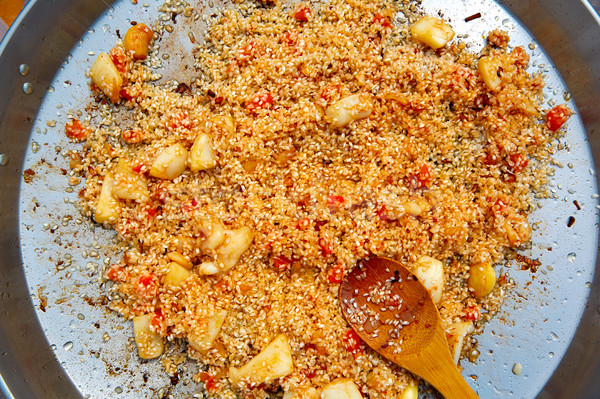 seafood paella from spain recipe fry rice Stock photo © lunamarina