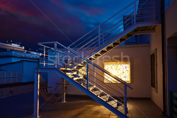 House window light glow in a thunder storm Stock photo © lunamarina