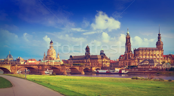 Dresden skyline and Elbe river in Saxony Germany Stock photo © lunamarina