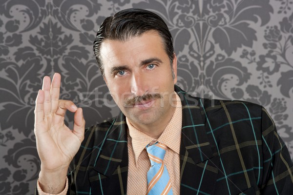 nerd retro man businessman ok positive hand gesture Stock photo © lunamarina