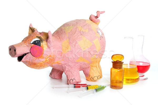 Beautiful little pink pig with medicine AH1N1 Stock photo © lunamarina