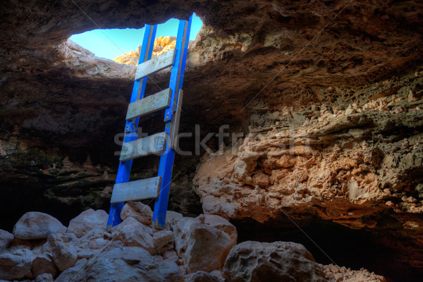 Cave hole entrance with ladder in Barbaria Cape Stock photo © lunamarina