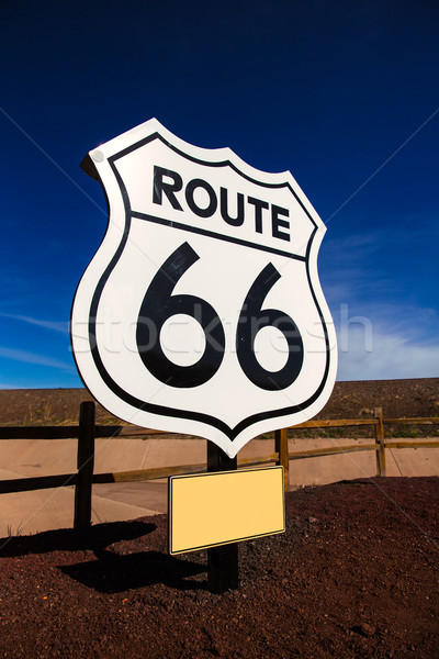 Stock foto: Route · 66 · Schild · Arizona · USA · blauer · Himmel · Himmel