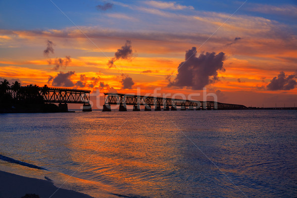 Florida Keys old bridge sunset at Bahia Honda Stock photo © lunamarina