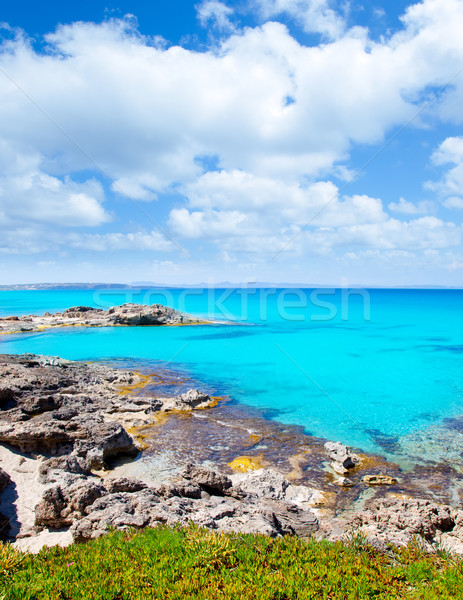 Balearic formentera island in escalo rocky beach Stock photo © lunamarina