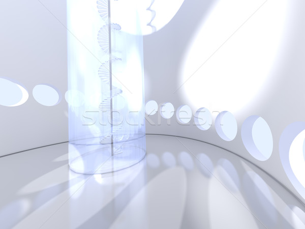 Futuristic round indoor with glass spiral staircase Stock photo © lunamarina