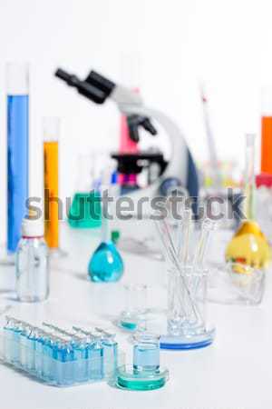 Vegyi tudományos laboratórium kémcső flaska mikroszkóp Stock fotó © lunamarina