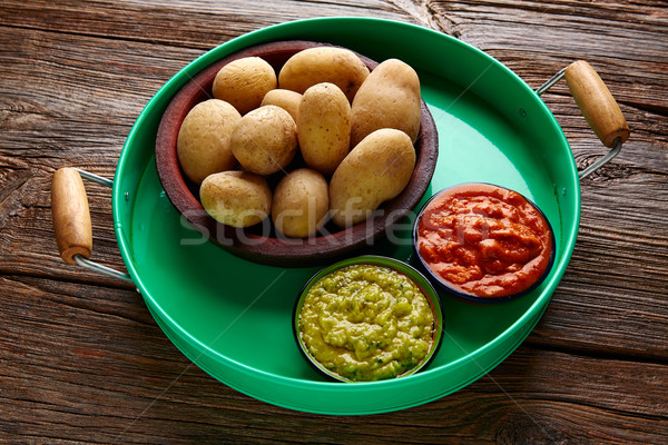 Faltig Kartoffeln grünen rot Essen Stock foto © lunamarina