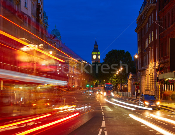 Stock fotó: London · Big · Ben · tér · forgalom · közlekedési · lámpa · naplemente