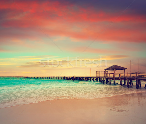 Cancun Caracol beach sunset in Mexico Stock photo © lunamarina
