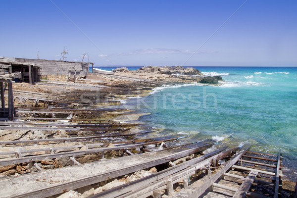 Es calo escalo Formentera north dock wooden rails Stock photo © lunamarina