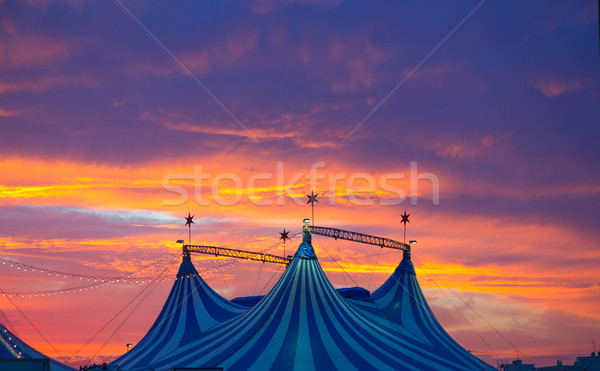 Circo tienda dramático puesta de sol cielo colorido Foto stock © lunamarina