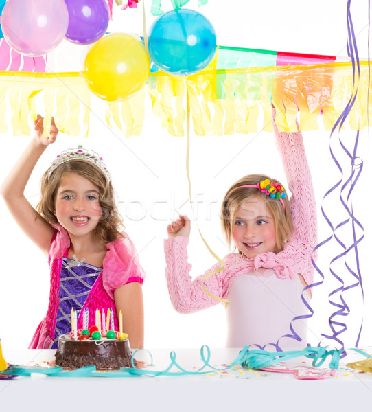 children happy birthday party girls with balloons Stock photo © lunamarina