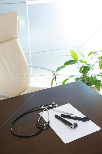 Doctor office table desk with stethoscope and otoscope Stock photo © lunamarina