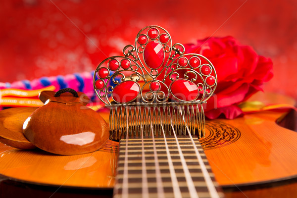 Zdjęcia stock: Hiszpanski · gitara · flamenco · elementy · klasyczny · tancerz