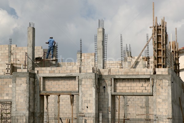 Building house with concrete blocks and columns in south Mexico Stock photo © lunamarina