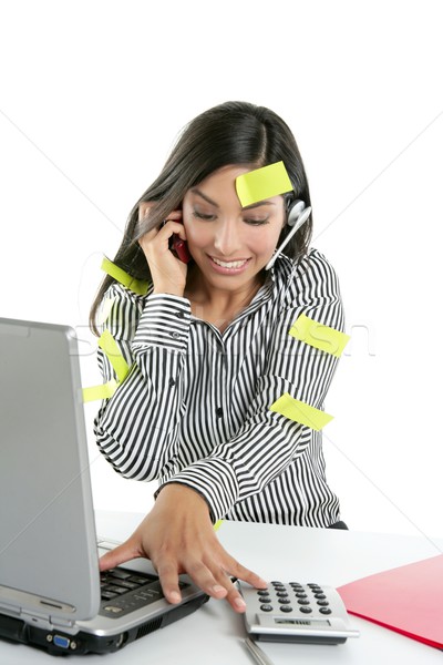 Brunette secretary bussy stressed over white Stock photo © lunamarina