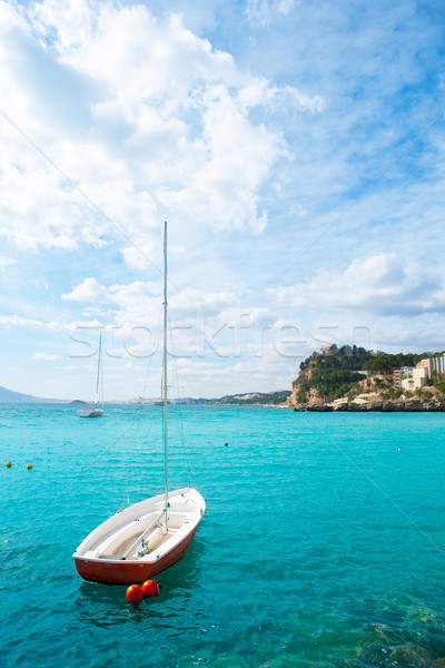 Altea Mediterranean sea detail with sailboat in alicante Stock photo © lunamarina