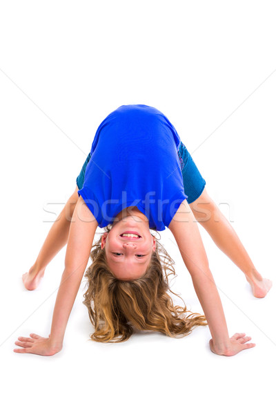 Flexibele kid meisje spelen witte gelukkig Stockfoto © lunamarina