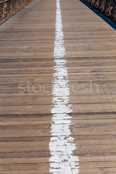 Stock photo: Brooklyn bridge wooden soil pavement detail NY