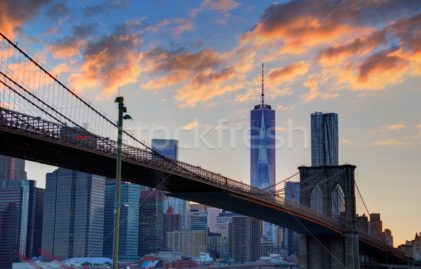 Brooklyn bridge and Manhattan skyline July 4th  Stock photo © lunamarina