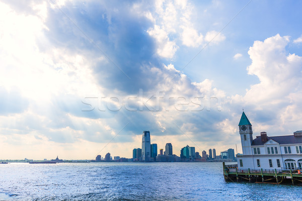Pier A in Battery Park Manhattan skyline New York and Jersey with dramatic sky Stock photo © lunamarina