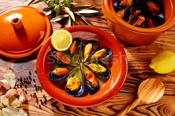 Tapas mejillones al vapor steamed mussels Spain Stock photo © lunamarina