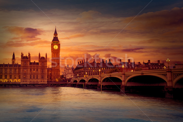 Big Ben klok toren Londen theems rivier Stockfoto © lunamarina