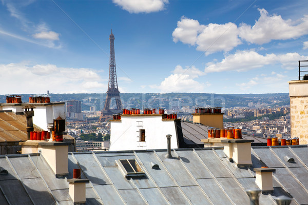 Párizs sziluett légi Montmartre Franciaország égbolt Stock fotó © lunamarina