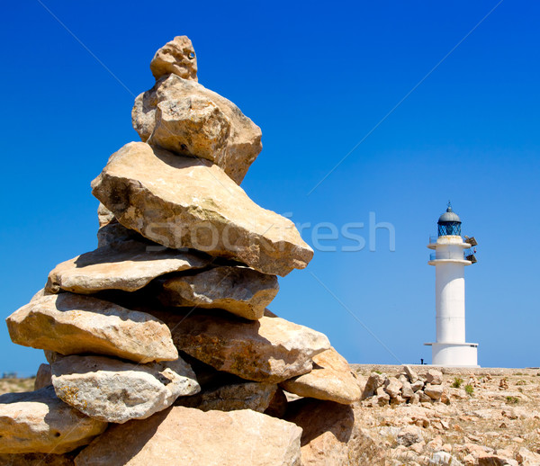 Barbaria formentera Lighthouse make a wish stones Stock photo © lunamarina