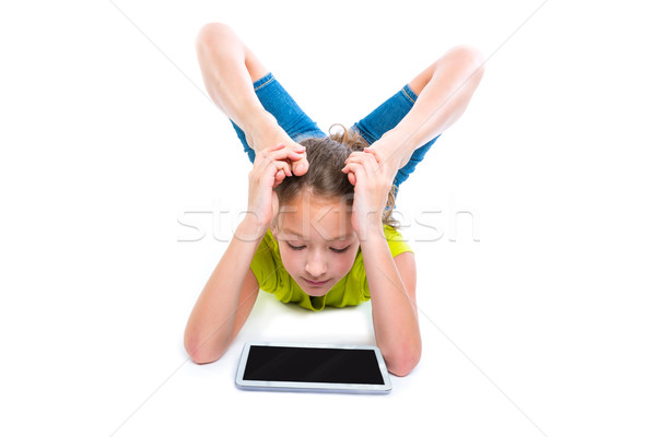Flexibil copil fată joc alb Imagine de stoc © lunamarina
