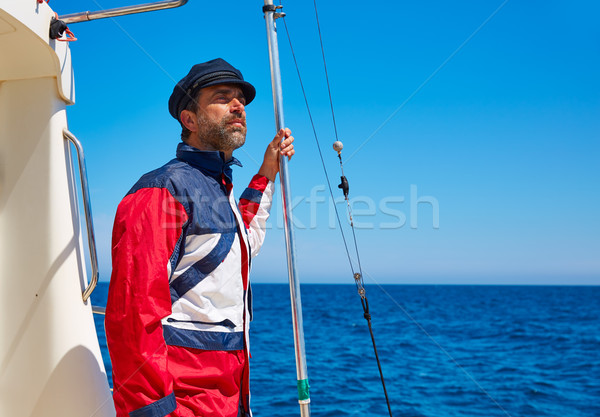 Barba marinaio uomo vela mare barca Foto d'archivio © lunamarina