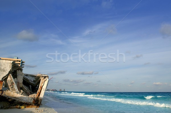 Cancun huizen orkaan storm caribbean crash Stockfoto © lunamarina