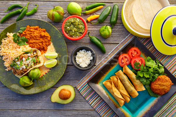 Mexikói taco Mexikó étel hozzávalók étterem Stock fotó © lunamarina