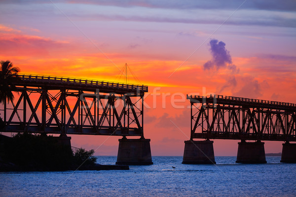 Flórida teclas velho ponte pôr do sol parque Foto stock © lunamarina