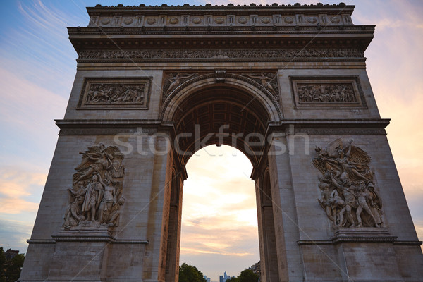 Arc de Triomphe Paris Bogen Triumph Sonnenuntergang Frankreich Stock foto © lunamarina