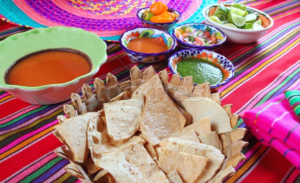 Stock photo: Mexican sauces pico de gallo habanero chili sauce