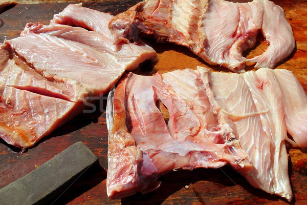 amberjack fish fillet on wood table Stock photo © lunamarina