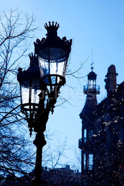 Barcelona Rambla Catalunya streetlights backligth Stock photo © lunamarina