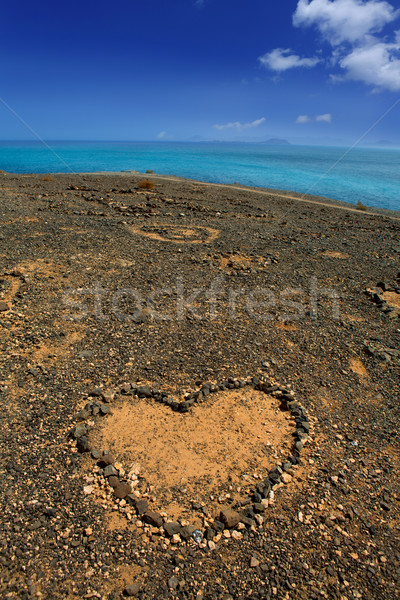 Lanzarote Papagayo and stones heart Stock photo © lunamarina