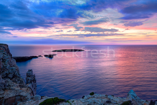 Menorca sunset in Cap de Caballeria cape at Balearic Stock photo © lunamarina