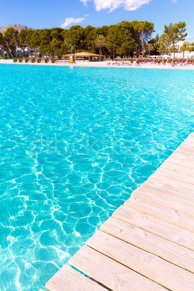 Platja de Alcudia beach pier in Mallorca Majorca Stock photo © lunamarina