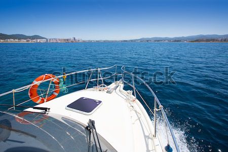 Boat bow open porthole sailing blue calm sea Stock photo © lunamarina