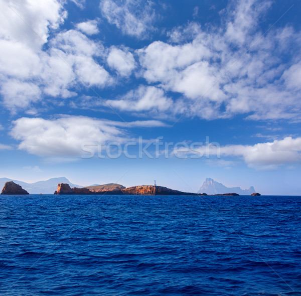 Ibiza Islas bledas Beldes islands with lighthouse Stock photo © lunamarina