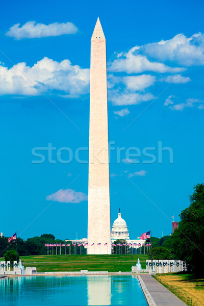 華盛頓紀念碑 水池 購物中心 建設 城市 藍色 商業照片 © lunamarina