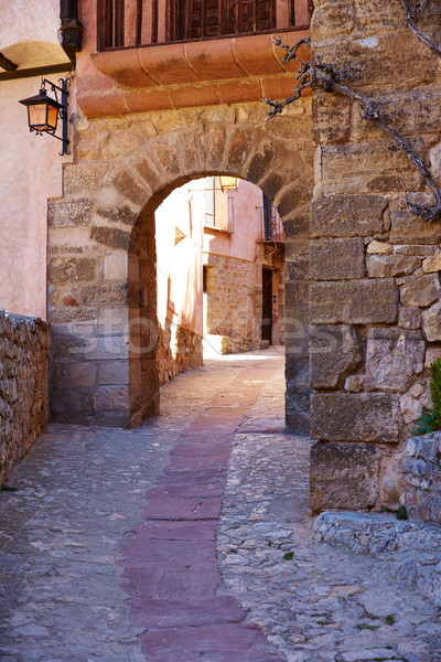 中世 町 スペイン 村 壁 通り ストックフォト © lunamarina