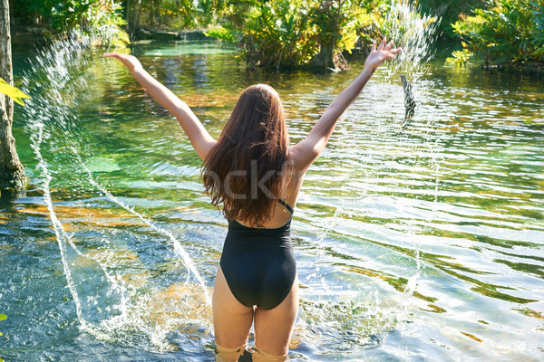Beautiful teen girl in cenote of Riviera Maya Stock photo © lunamarina